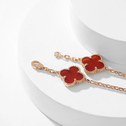 Clovers 10 Motifs Carnelian Necklace