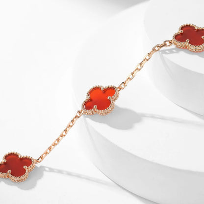 Clovers 10 Motifs Carnelian Necklace