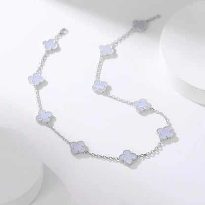 Clovers 10 Motifs Purple Chalcedony Necklace