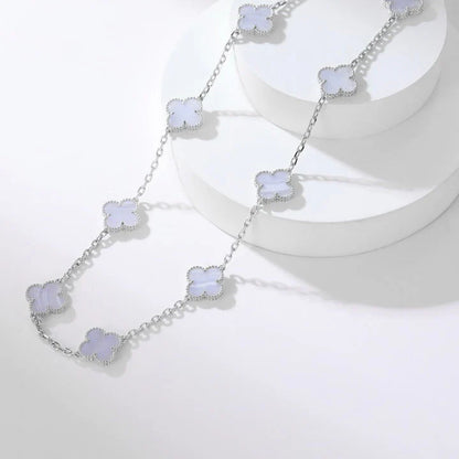 Clovers 10 Motifs Purple Chalcedony Necklace