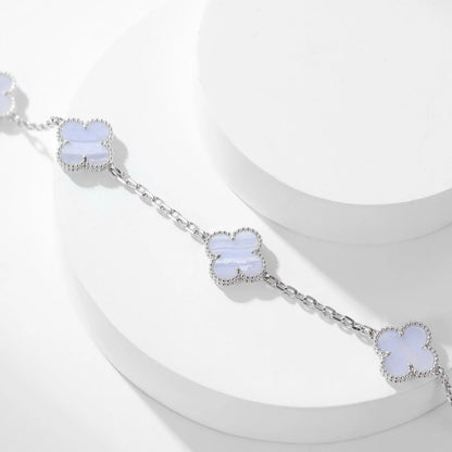 Clovers 10 Motifs Purple Chalcedony Necklace