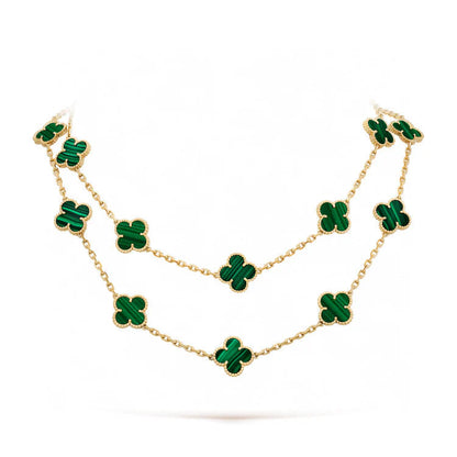 Clovers 20 Motif Malachite Necklace