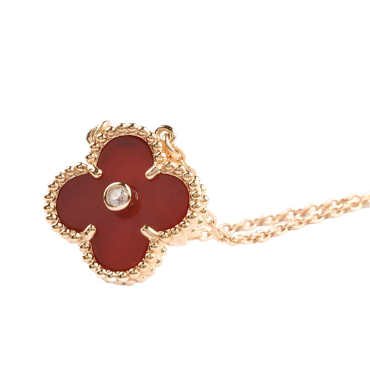 Clovers 1 Diamond Carnelian Pendant