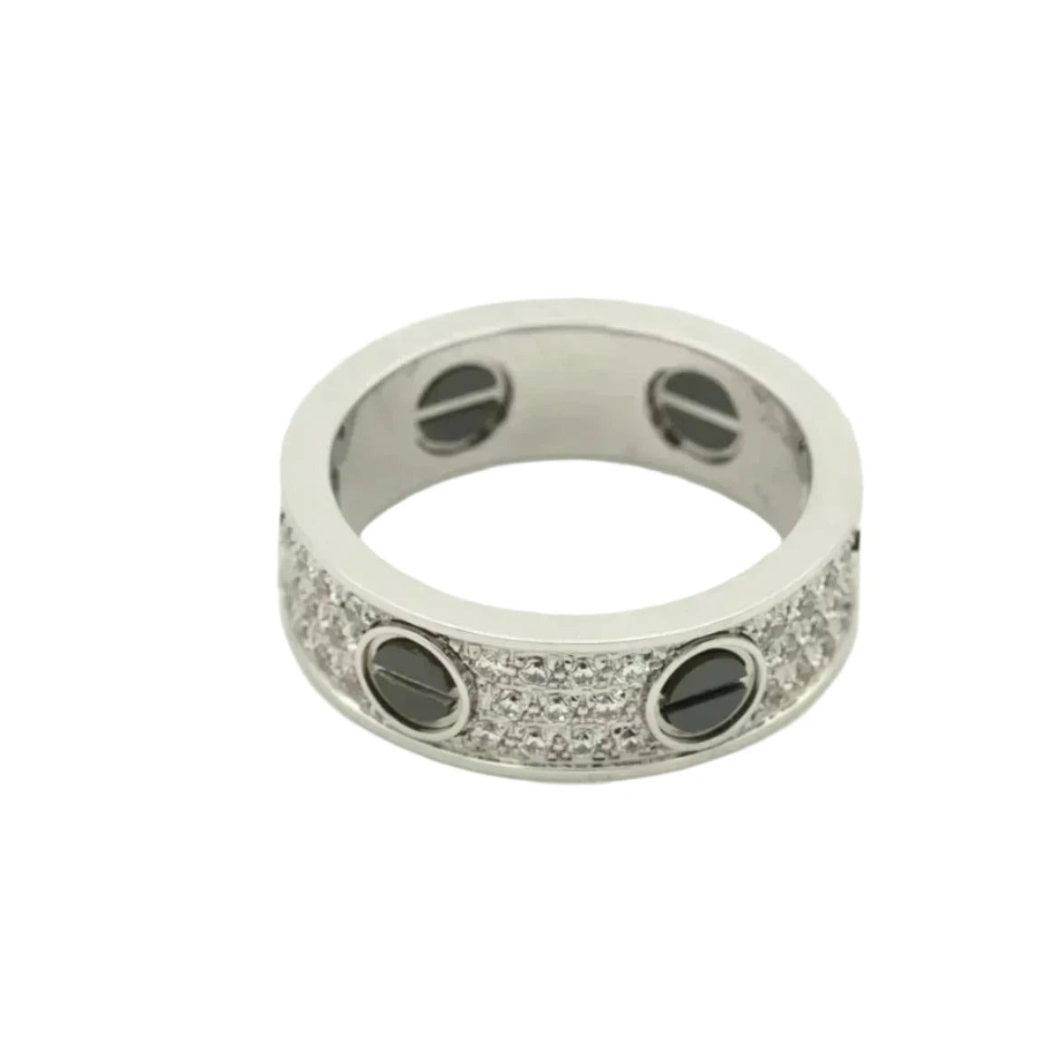 Love Diamond Paved Ceramic Ring