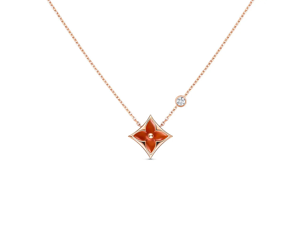 Star Carnelian Diamond Pendant