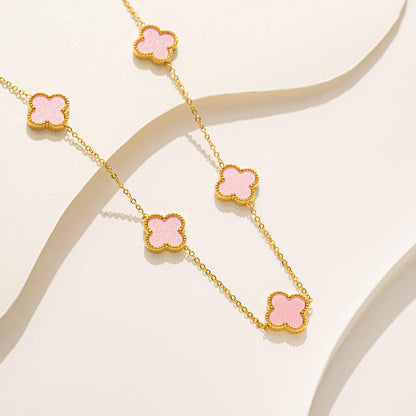 Clovers 10 Motifs Pink Necklace