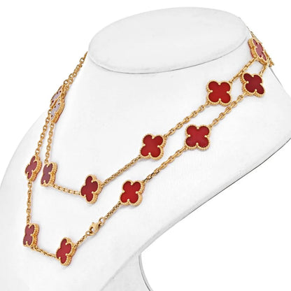 Clovers 20 Motif Carnelian Necklace