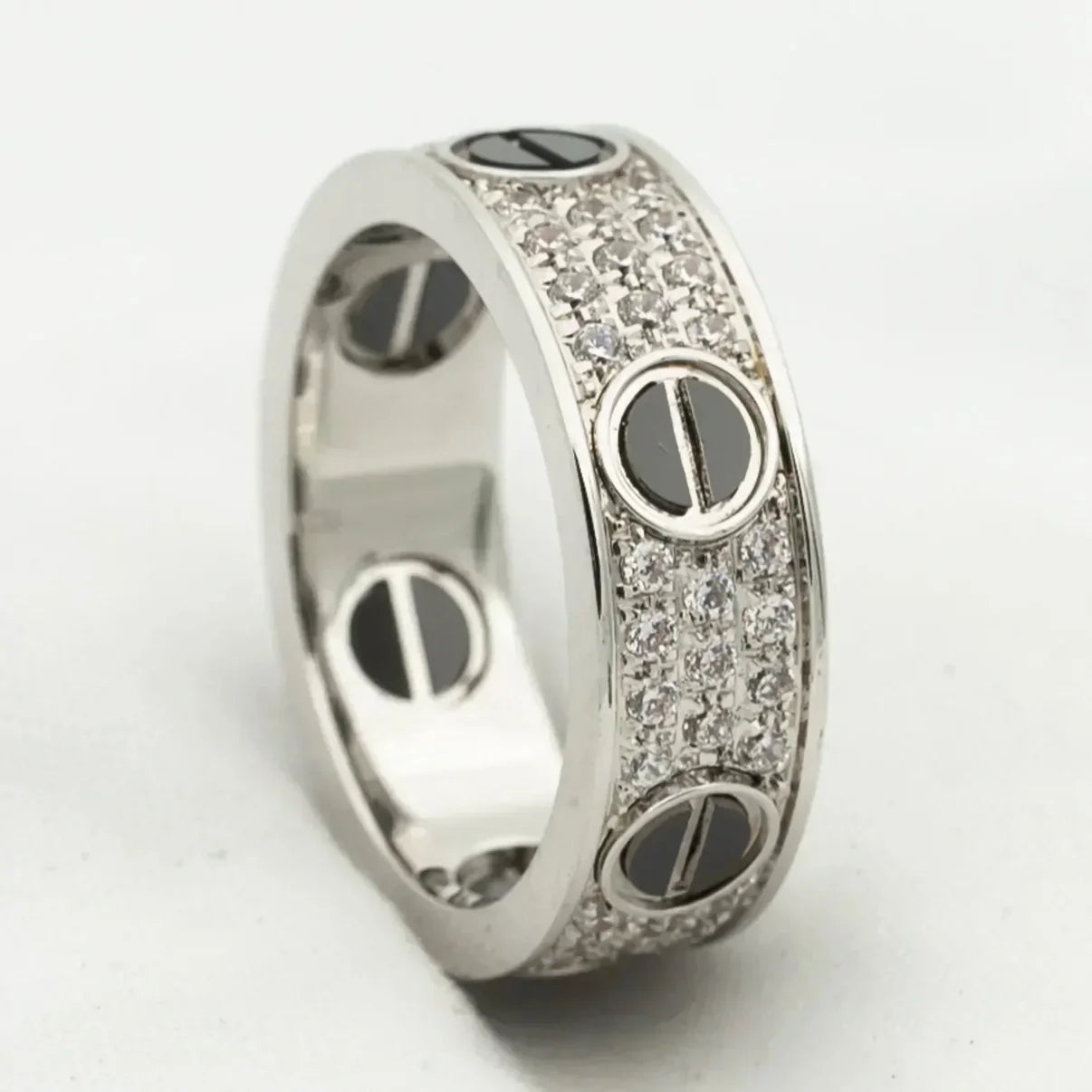 Love Diamond Paved Ceramic Ring