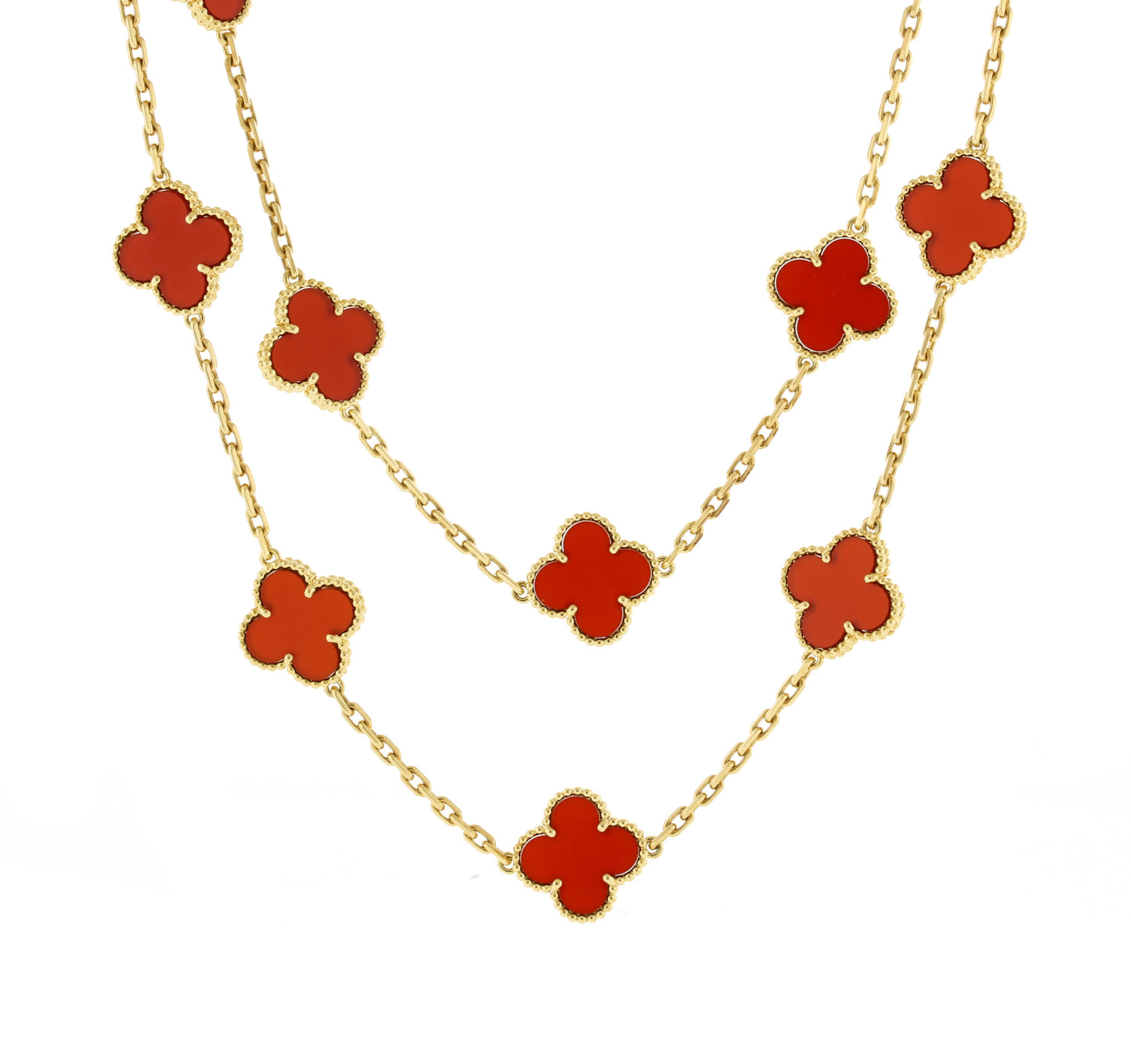 Clovers 20 Motif Carnelian Necklace