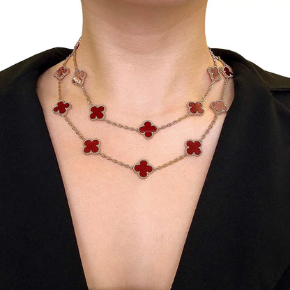 Clovers 20 Motif Carnelian Necklace