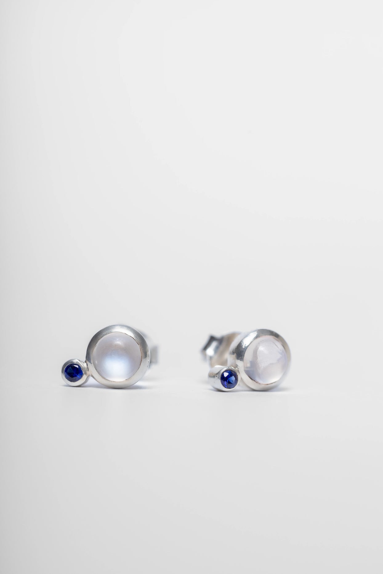 Moonstone and Blue Sapphire Earrings