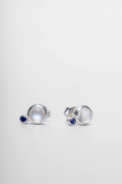 Moonstone and Blue Sapphire Earrings
