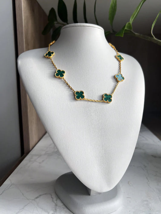 Clovers 10 Motifs Malachite Necklace