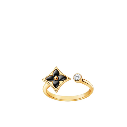 Star Diamond Open Onyx Ring