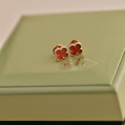 Clover Carnelian Stud Earrings