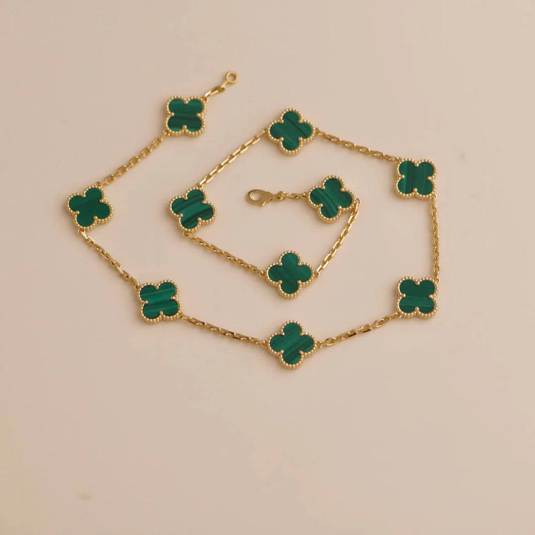 Clovers 10 Motifs Malachite Necklace