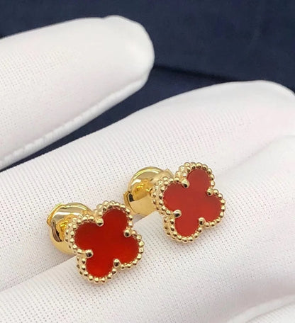 Clover Carnelian Stud Earrings