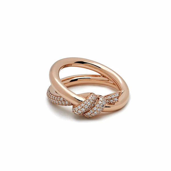 Tiffany Knot Diamond Double Row Ring