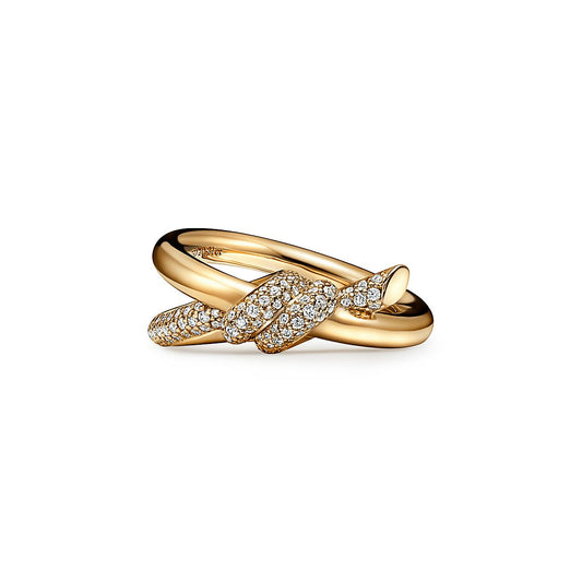 Tiffany Knot Diamond Double Row Ring