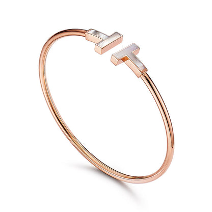 Wire Mother Of Pearl Bangle Bracelet