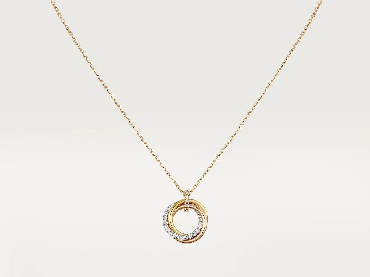 The Silver Gold And Pink Gold Diamonds Necklace