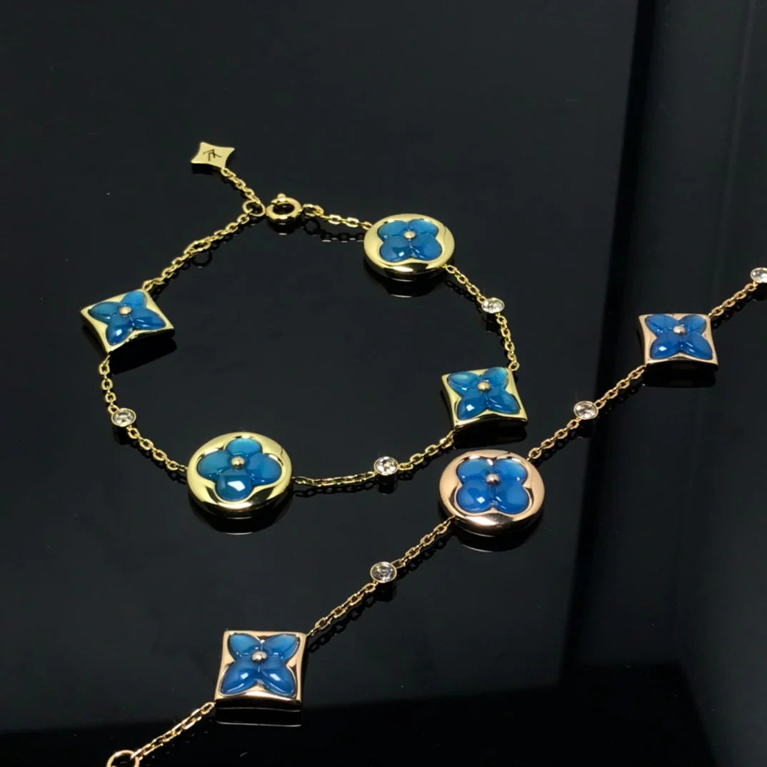 Star and Sun 4 Motif Blue Diamond Bracelet