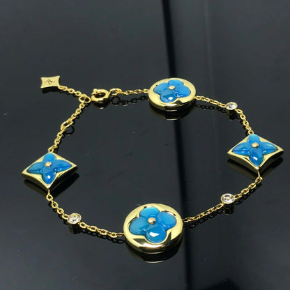 Star and Sun 4 Motif Blue Diamond Bracelet