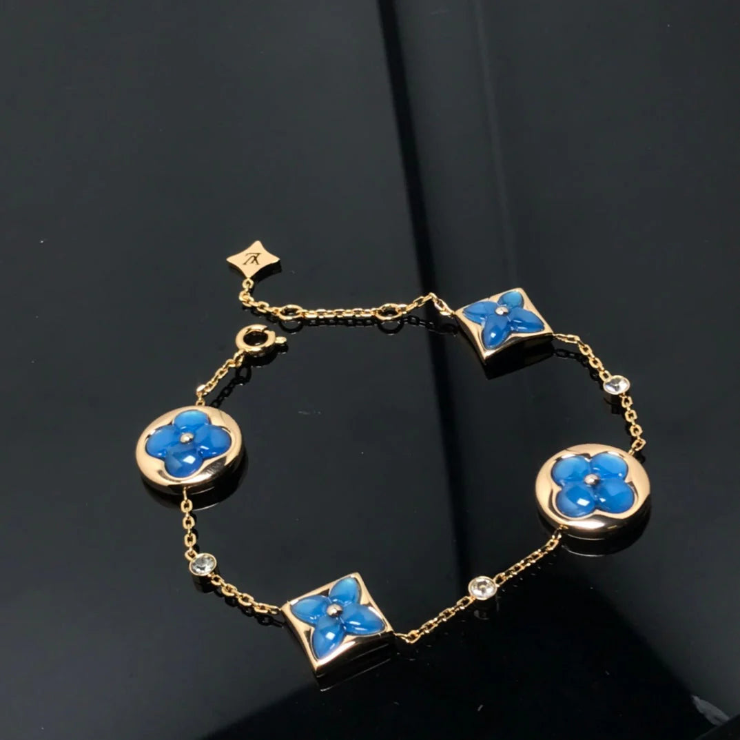 Star and Sun 4 Motif Blue Diamond Bracelet