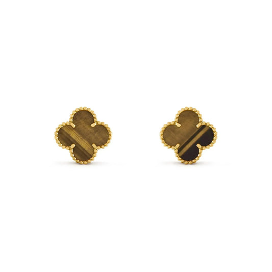 Clover Tiger's Eye Stud Earrings